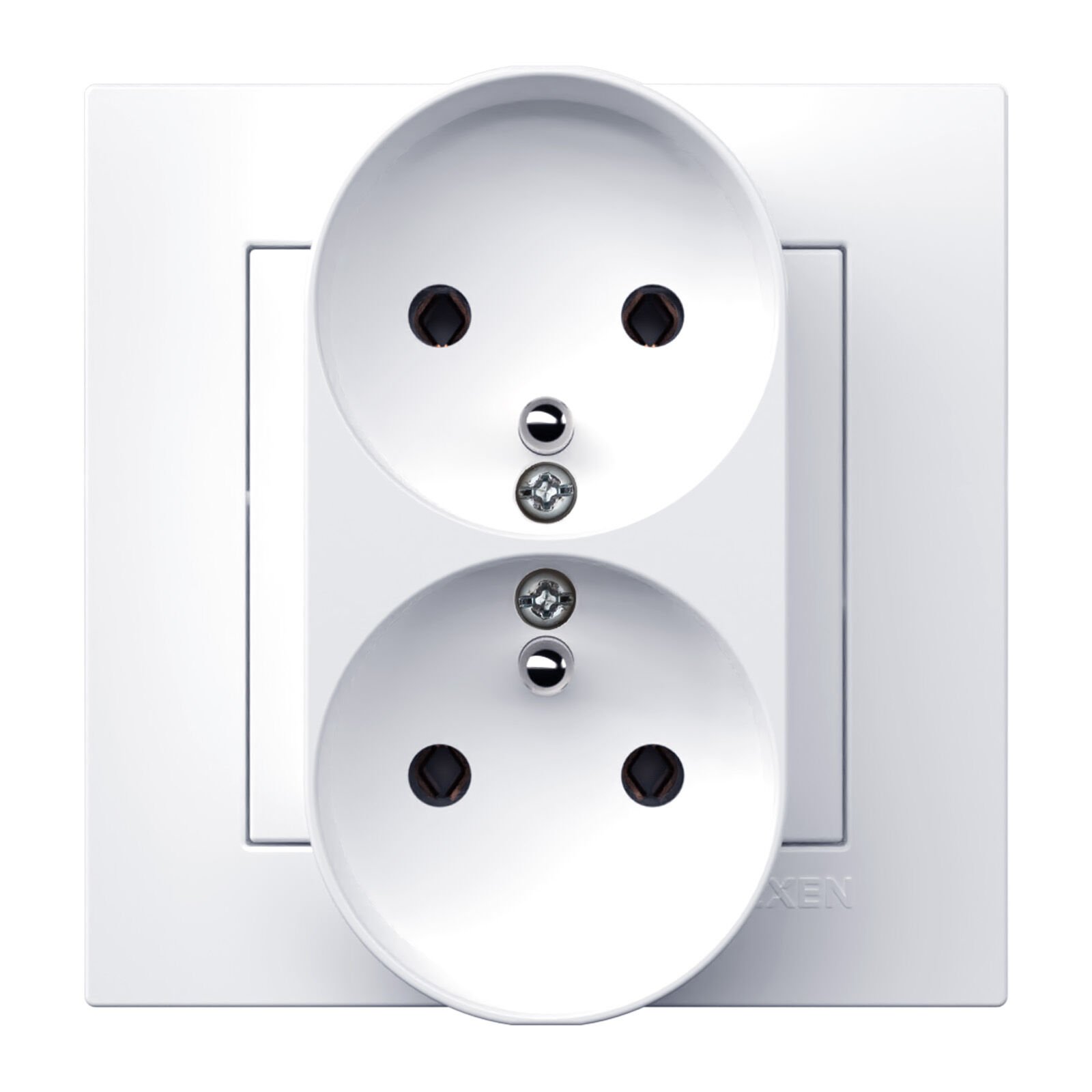 Exen Karell Beyaz Ikili Çocuk Korumali Ups Toprakli Priz (Tekli Çerçeve) Komple Takim