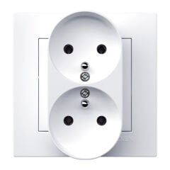 Exen Karell Beyaz Ikili Çocuk Korumali Ups Toprakli Priz (Tekli Çerçeve) Komple Takim