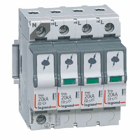 Legrand  Sayaç sonrası için parafudr Tip 2 C tipi Imax 20kA Up:1.2kV 3Kutup + N LEG-412225