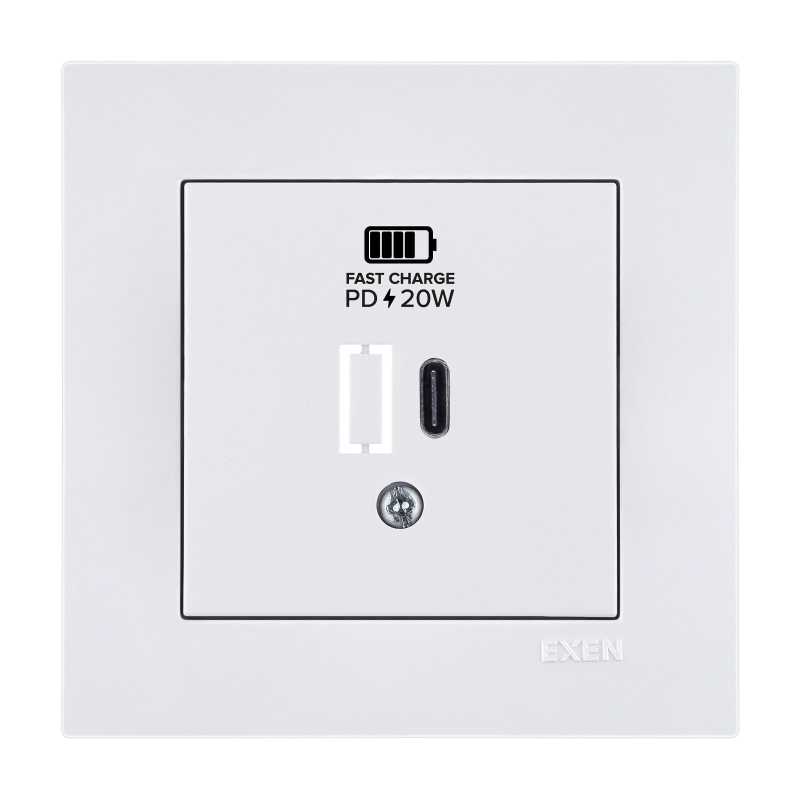 Exen Karell Beyaz Usb Sarj Prizi Type-C  Komple Takim