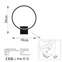 Aydinlatmadunyam Aplik Black Halka-13309