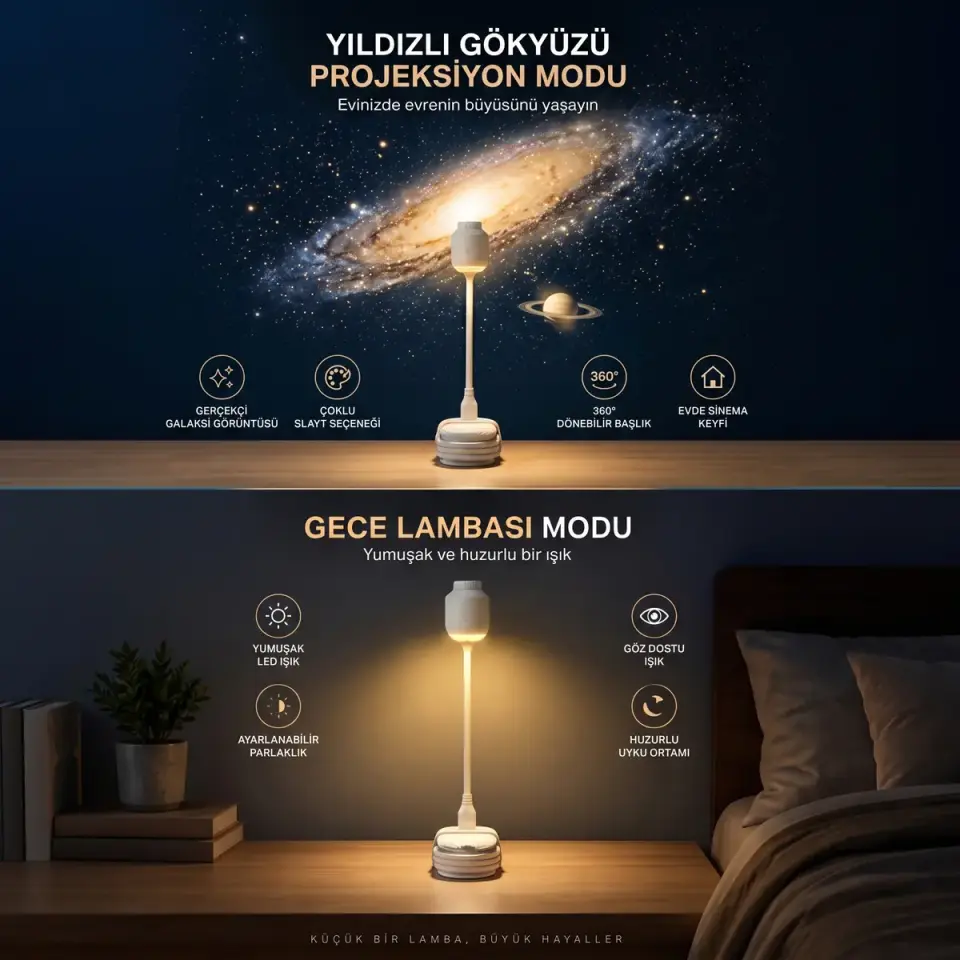 Yıldızlı Galaxy projektör Gökyüzü Gece Lambası