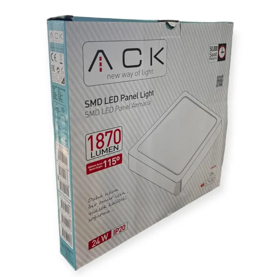 ACK AP04-02430 6500K Beyaz 24W Beyaz Kasa Sıva Üstü Kare 30x30 Led Panel