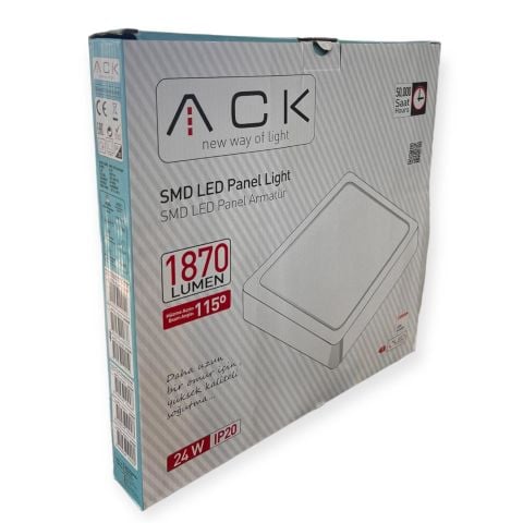 ACK AP04-02430 6500K Beyaz 24W Beyaz Kasa Sıva Üstü Kare 30x30 Led Panel