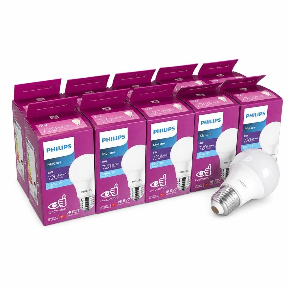 Philips 8,5W Led Ampul Beyaz E27 Duy 806 Lümen 12 li Paket