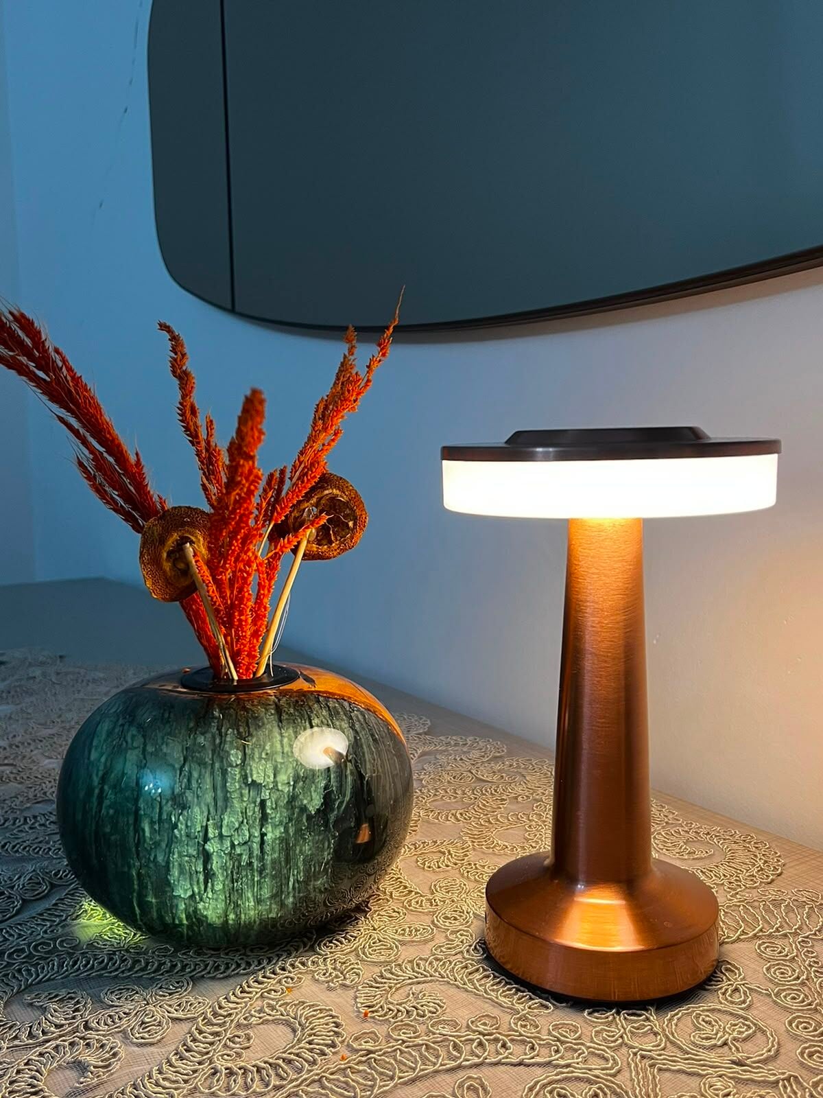 Cata Masa Lambası Bronz Renk Ct-8435 Tek Anahtarla 3 Renk