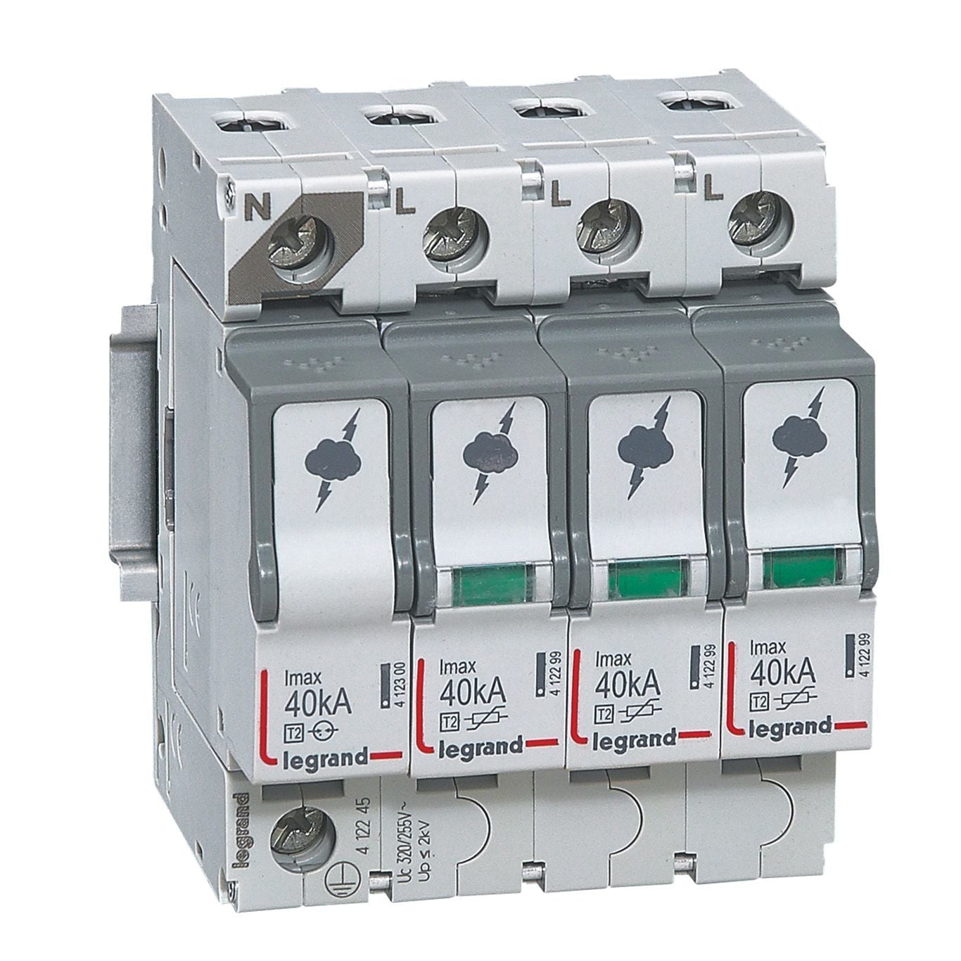 Legrand  Sayaç sonrası için parafudr Tip 2 C tipi Imax 40kA Up:1.7kV 3Kutup + N LEG-412245