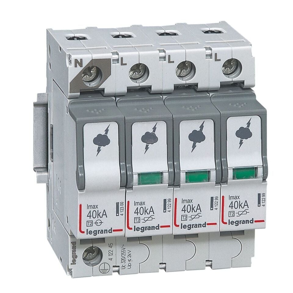 Legrand  Sayaç sonrası için parafudr Tip 2 C tipi Imax 40kA Up:1.7kV 3Kutup + N LEG-412245