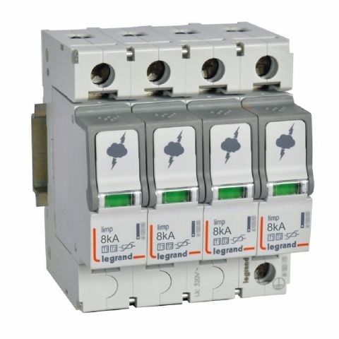 Legrand  Ana dağıtım panosu için parafudr Tip1 - Tip 2 veya B + C tipi 4 kutup Up:1.3kV  LEG-412253