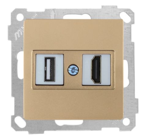 Mutlusan Mek+Tuş Data Prizi 1*Usb/1*Hdmı Antik Altın - 2100 459 0180