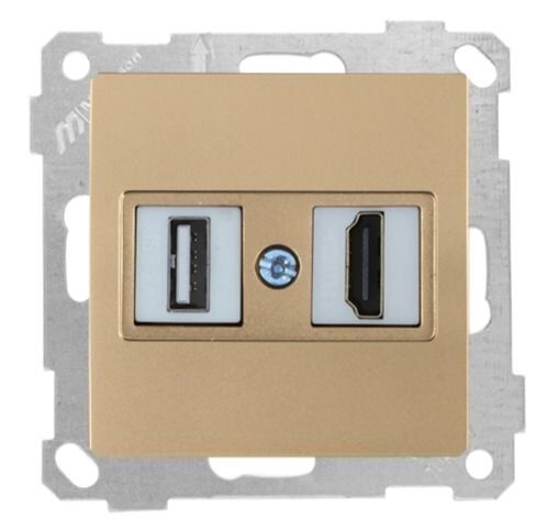 Mutlusan Mek+Tuş Data Prizi 1*Usb/1*Hdmı Antik Altın - 2100 459 0180