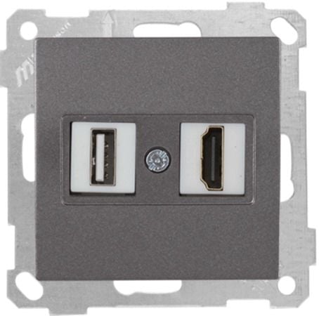 Mutlusan Mek+Tuş Data Prizi 1*Usb/1*Hdmı Füme - 2100 459 0195
