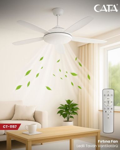 Cata Ct-1157 Fırtına Fan 122W Dimmerli Beyaz