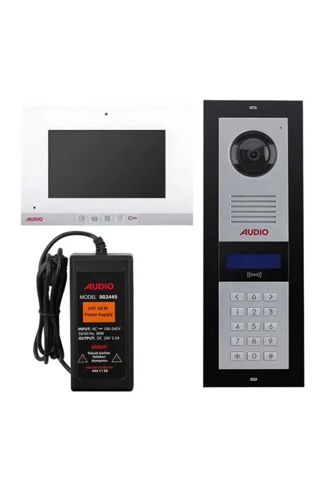Audio 001188MBP 7 inç 30 Daire Mekanik Buton Panelli Görüntülü Diafon Paketi