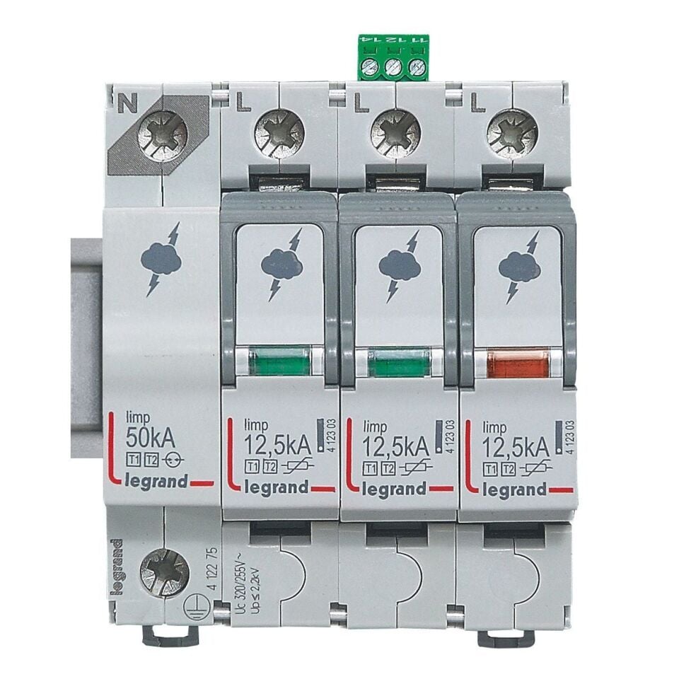 Legrand  Ana dağıtım panosu için parafudr Tip1 - Tip 2 veya B + C tipi 3K + N Up:1.5kV  LEG-412275