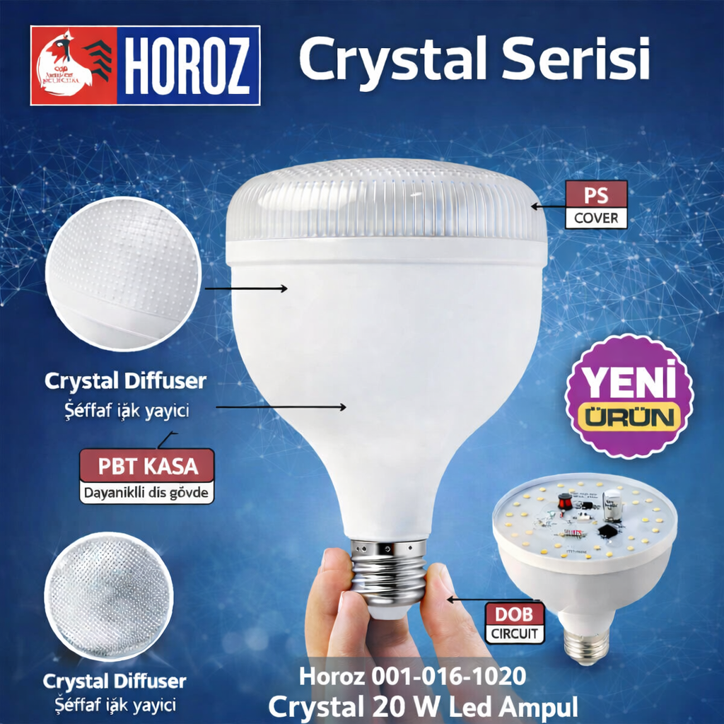 Horoz 001-016-1020 Crystal 20 W Led Ampul 2700K 175-265V E27