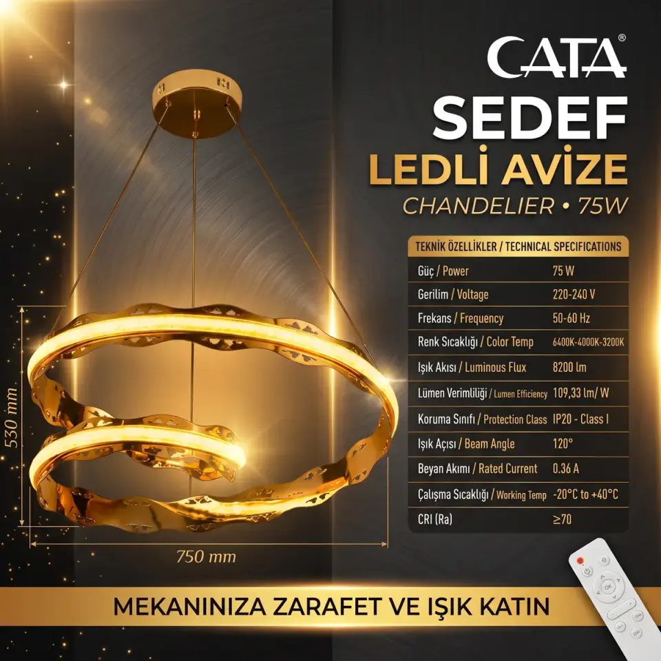 CATA CT-8633 Sedef Ledli Avize