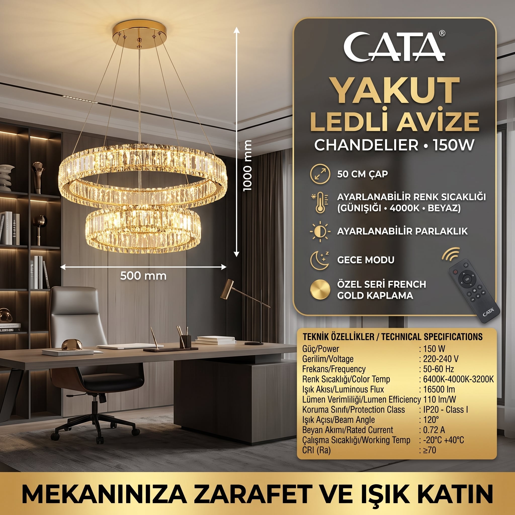 CATA CT-8634 Yakut Ledli Avize