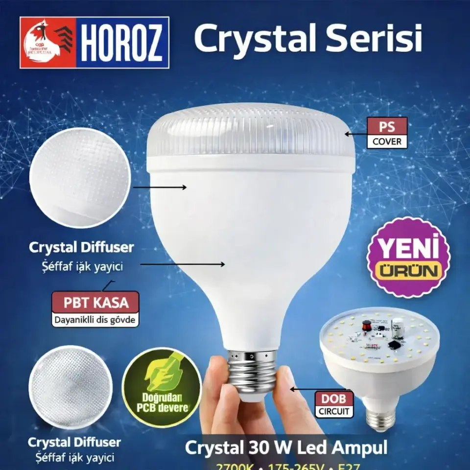 Horoz 001-016-1030 Crystal 30 W Led Ampul 2700K 175-265V E27