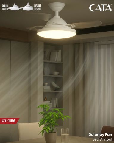 Cata Ct-1156 Dolunay Fan Led Ampul  Hayalet Pervaneli Beyaz