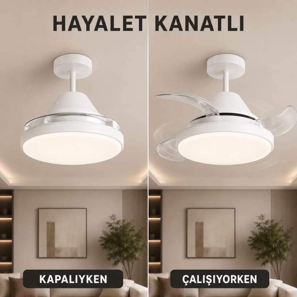 Cata Ct-1156 Dolunay Fan Led Ampul  Hayalet Pervaneli Beyaz