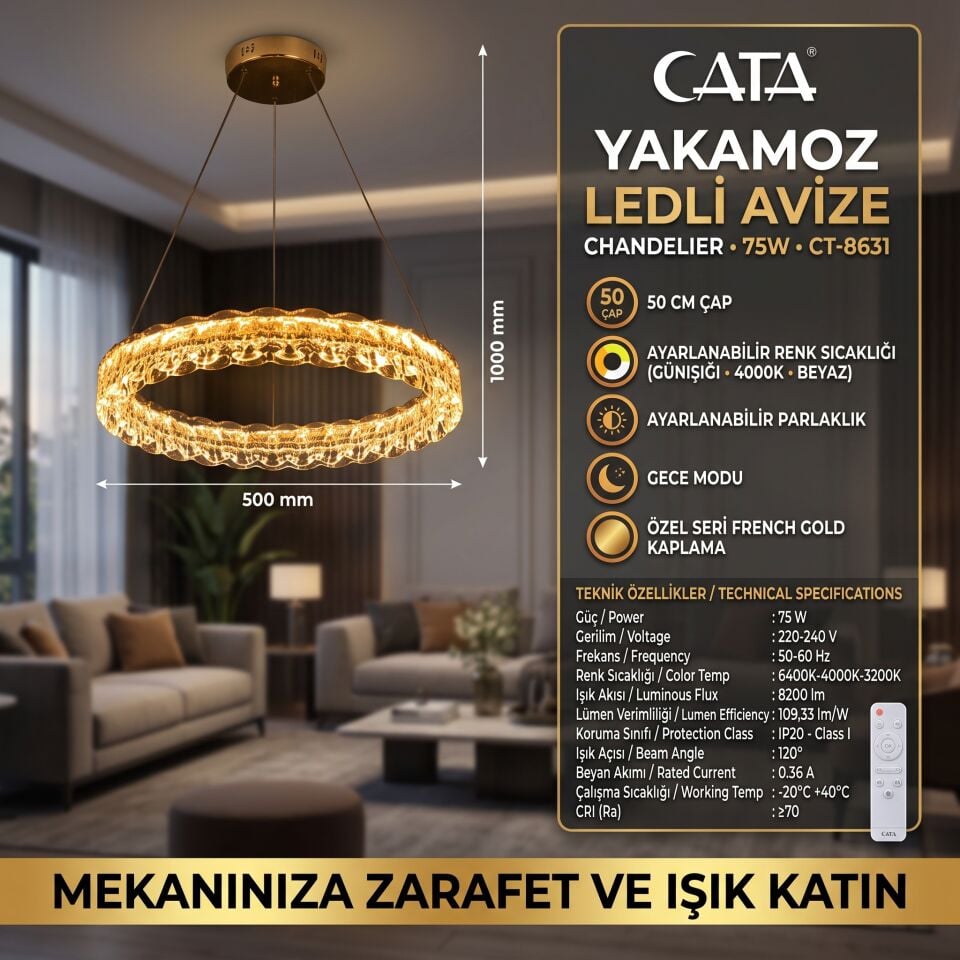 CATA CT-8631 Yakamoz Ledli Avize
