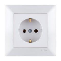 Exen Odak Beyaz Toprakli Priz Komple Takim