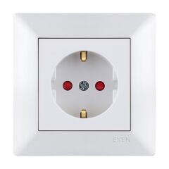 Exen Odak Beyaz Çocuk Korumali Toprakli Priz Komple Takim