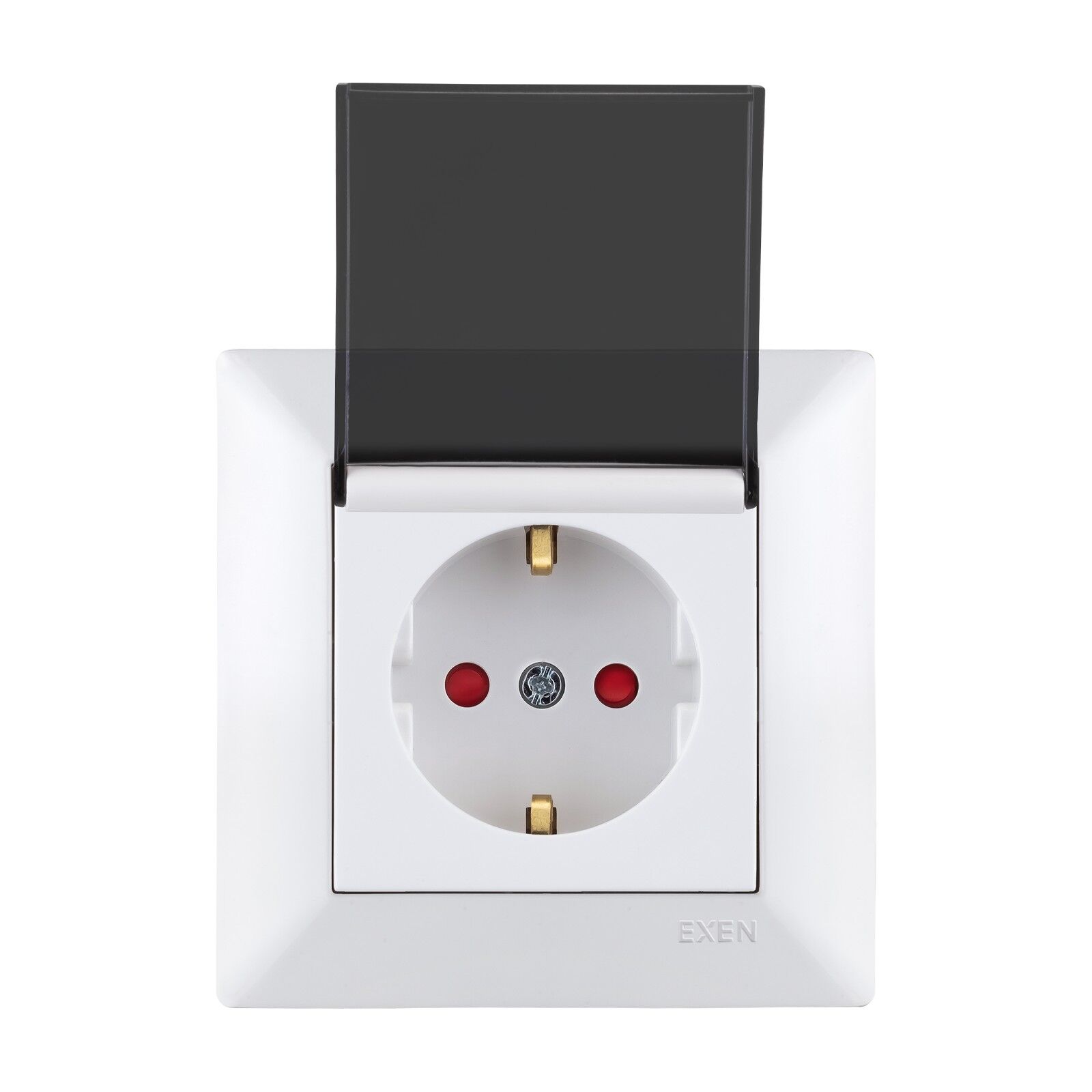 Exen Odak Beyaz Kapakli Çocuk Korumali Toprakli Priz Komple Takim