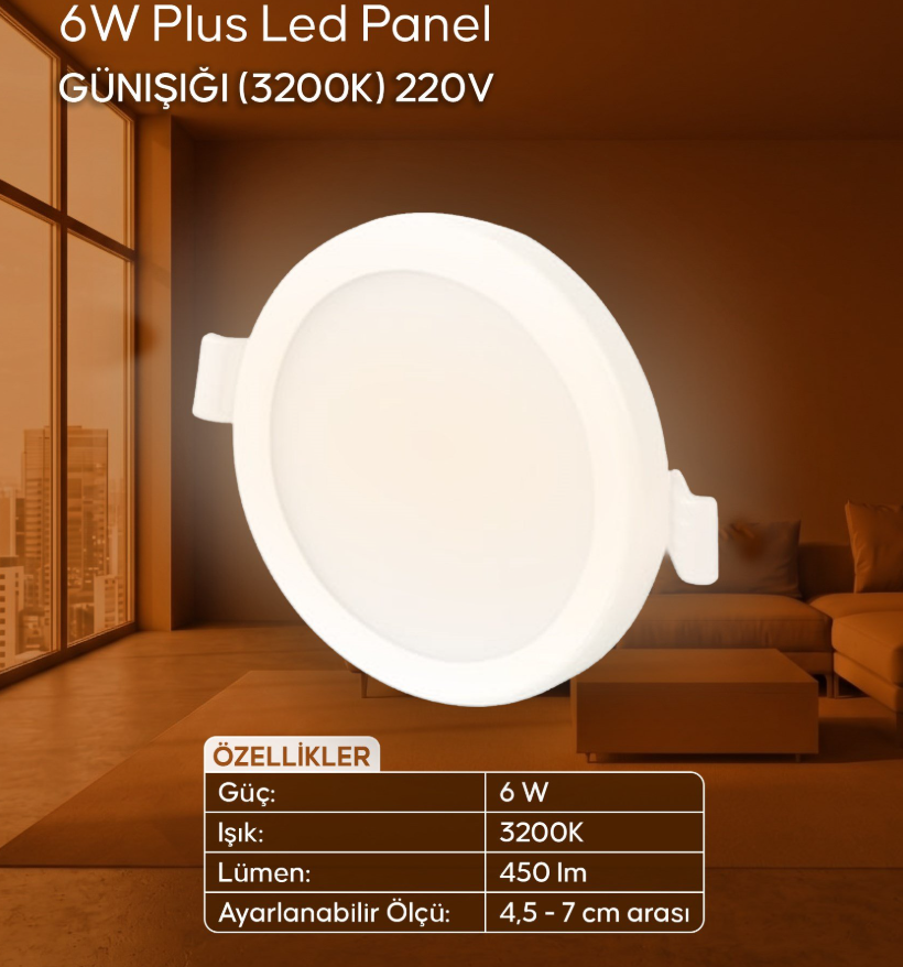 Cata 6 W Ayarlanabilir Plus Slim Led Panel CT-5645 Günışığı