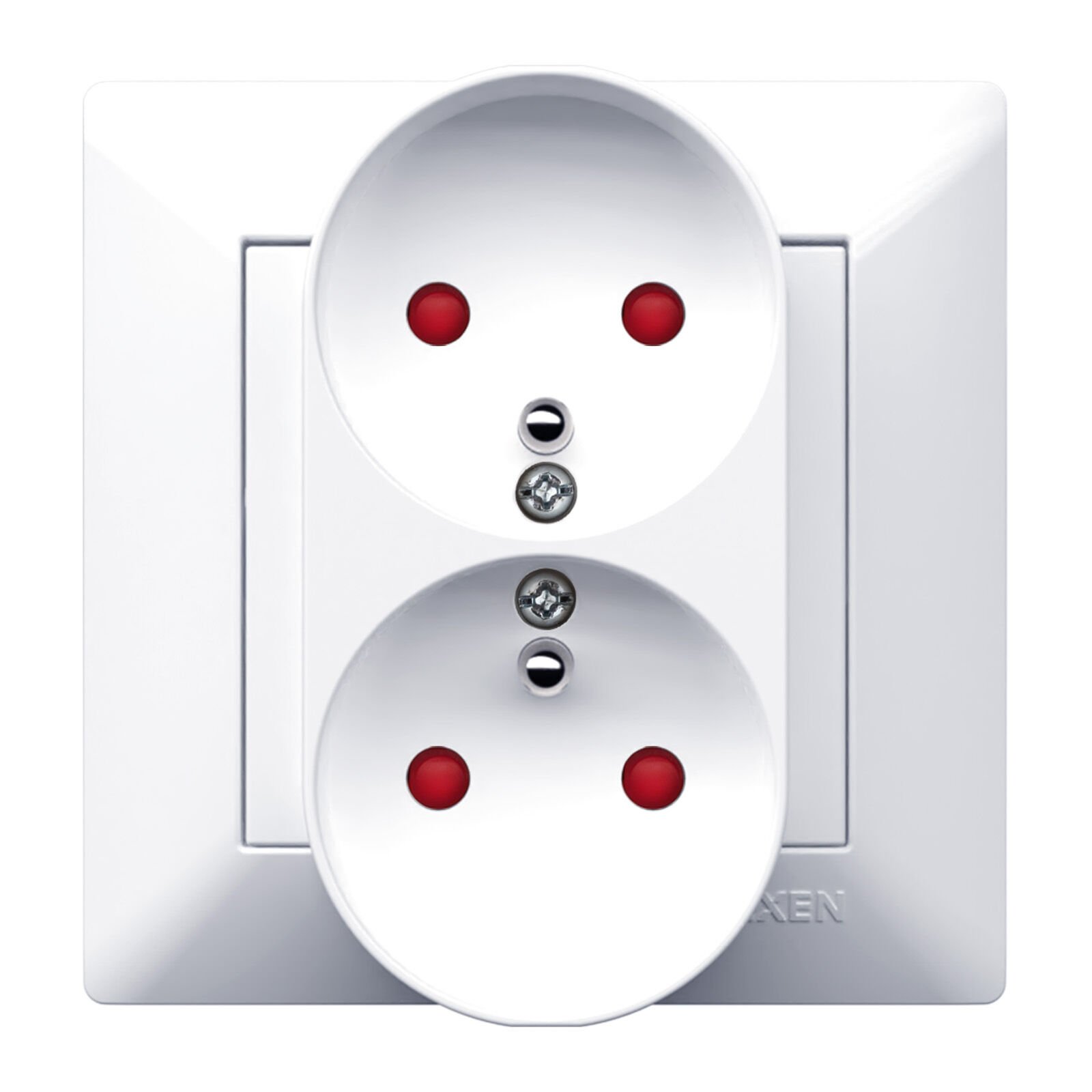 Exen Odak Beyaz Ikili Çocuk Korumali Ups Toprakli Priz (Tekli Çerçeve) Komple Takim