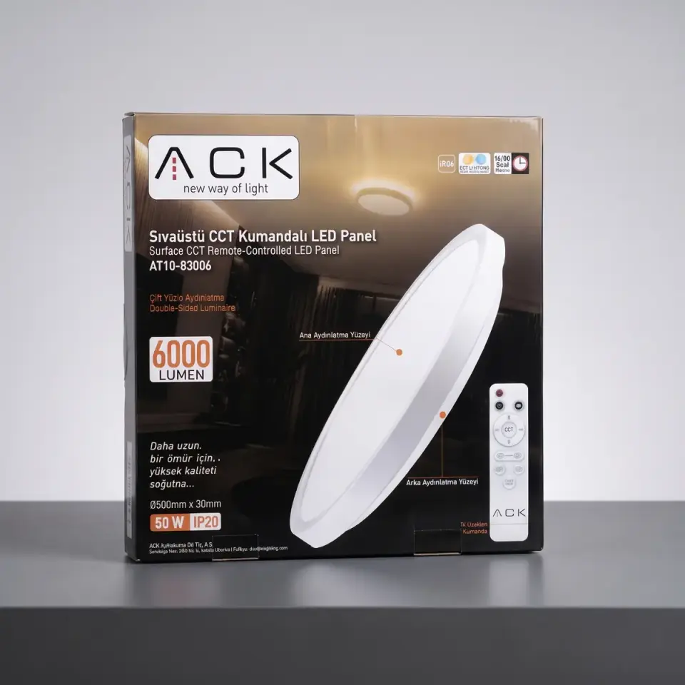 ACK AT10-83004 Çift Yüzlü Yuvarlak Beyaz Panel Cct 32W