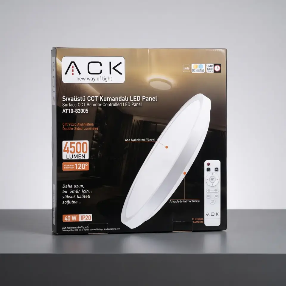 ACK AT10-83005 Çift Yüzlü Yuvarlak Beyaz Panel Cct 40W