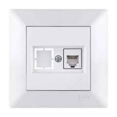 Exen Odak Beyaz Nümeris Telefon Prizi (Cat3 Kablosuz) Komple Takim