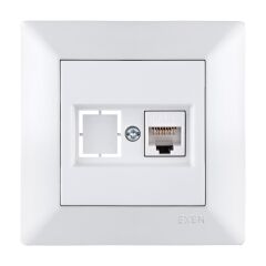 Exen Odak Beyaz Tekli Data Prizi Cat6 Komple Takim