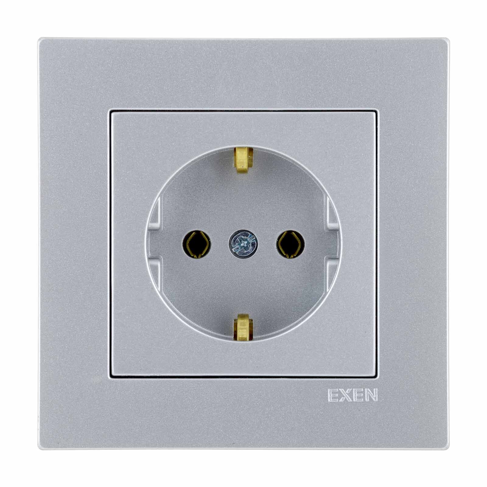 Exen Karell Gümüs Toprakli Priz Komple Takim