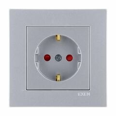 Exen Karell Gümüs Çocuk Korumali Toprakli Priz Komple Takim