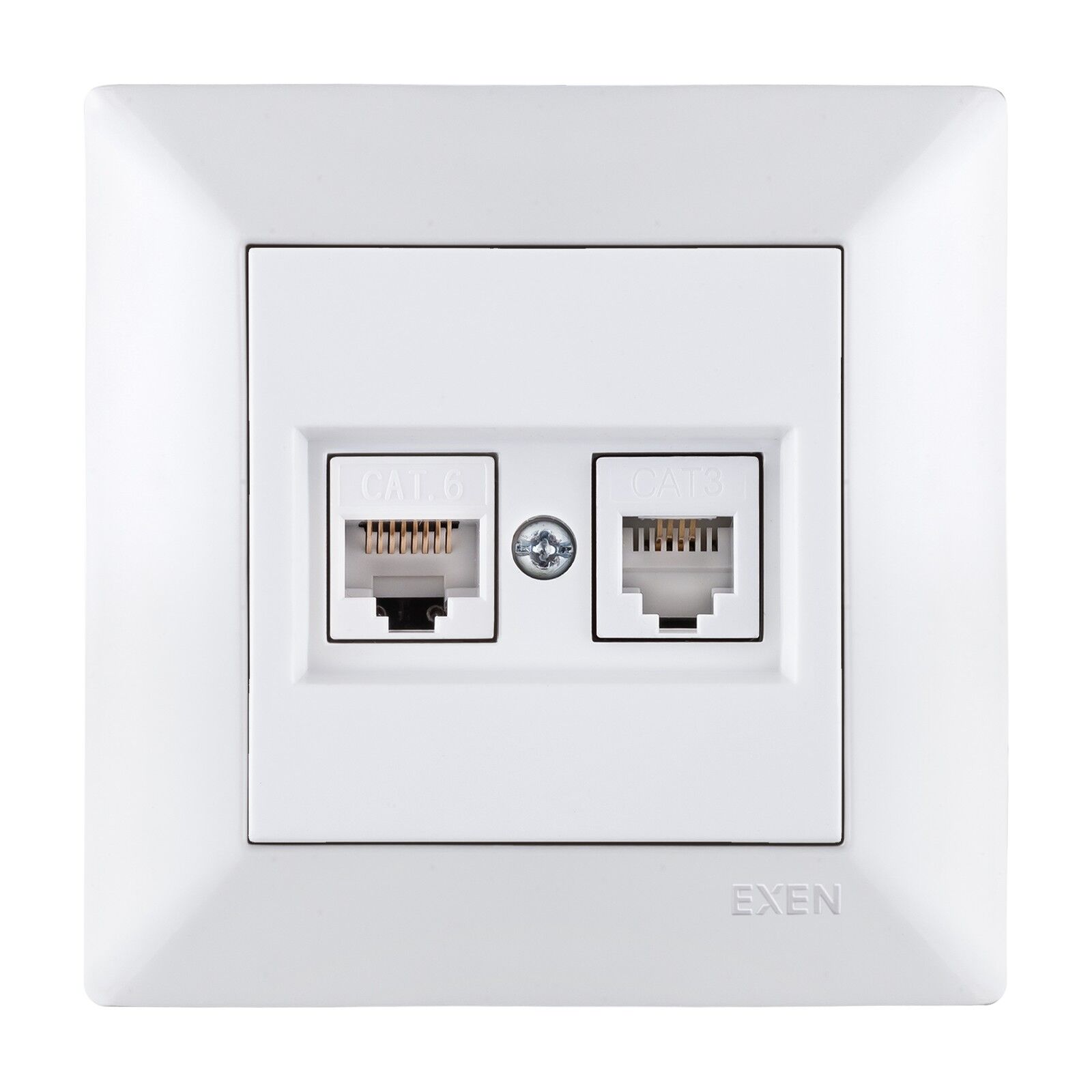 Exen Odak Beyaz Data Cat6 + Nümeris Telefon Prizi Cat3 Komple Takim