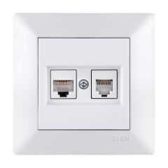 Exen Odak Beyaz Data Cat6 + Nümeris Telefon Prizi Cat3 Komple Takim