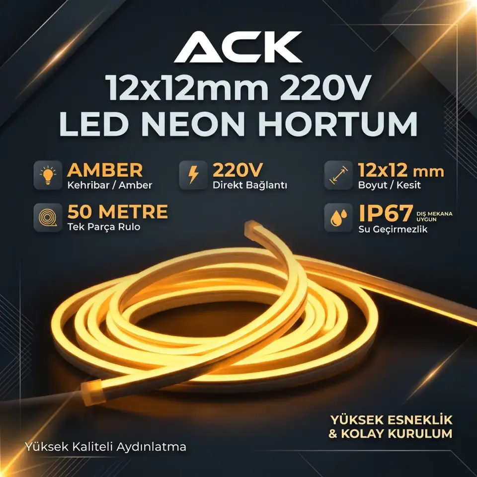 ACK AS07-00508 Neon Hortum Amber 2835 220-240V 70Lm/W
