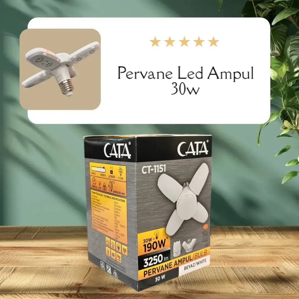 CT-1151 Cata 30 Watt 4 Kollu Pervane Led Ampul Beyaz