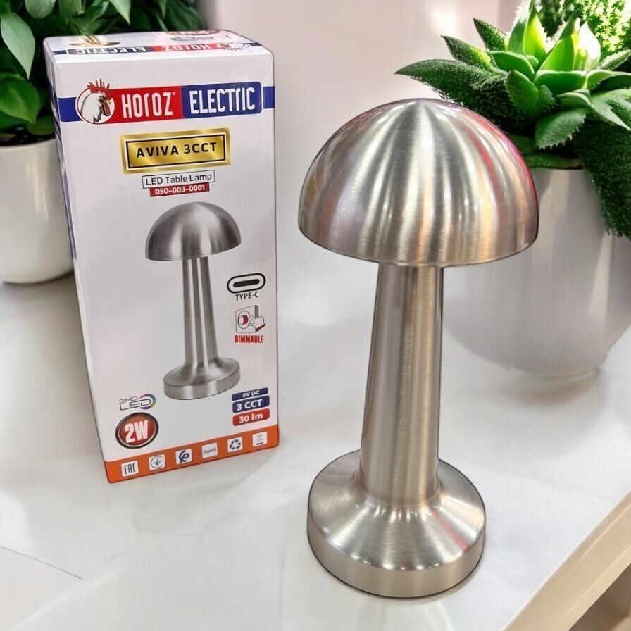 Horoz 050-003-0001-040 Aviva 3Cct Silver 2W/5V Dimli Masa Lambasi