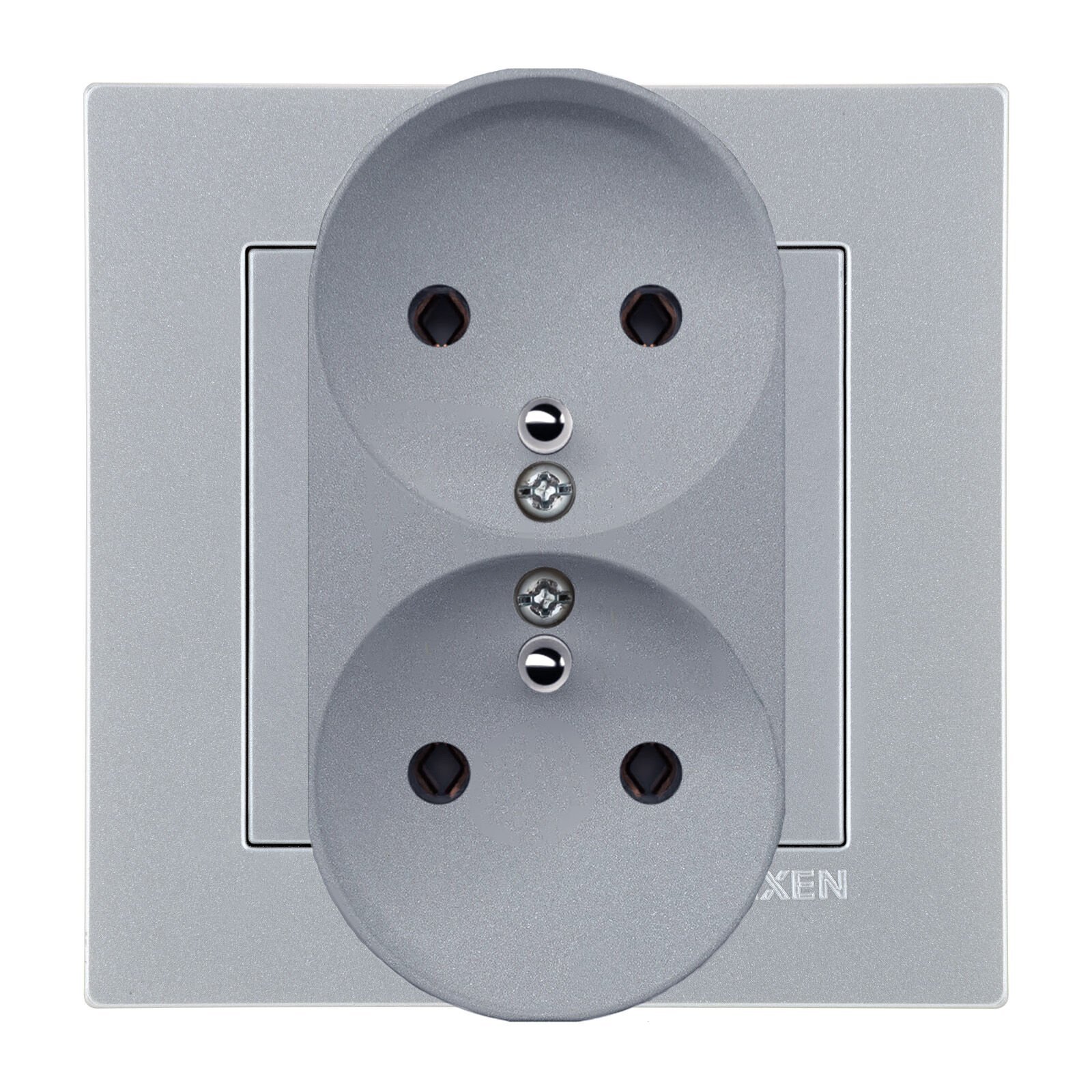 Exen Karell Gümüs Ikili Çocuk Korumali Ups Toprakli Priz (Tekli Çerçeve) Komple Takim