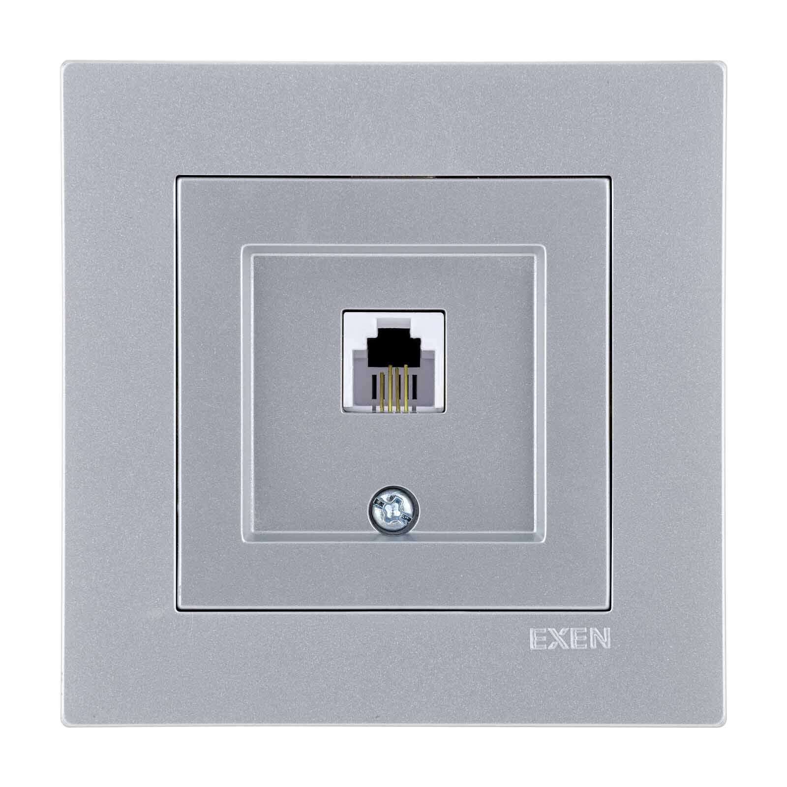 Exen Karell Gümüs Nümeris Telefon Prizi (Rj11 Kablolu) Komple Takim