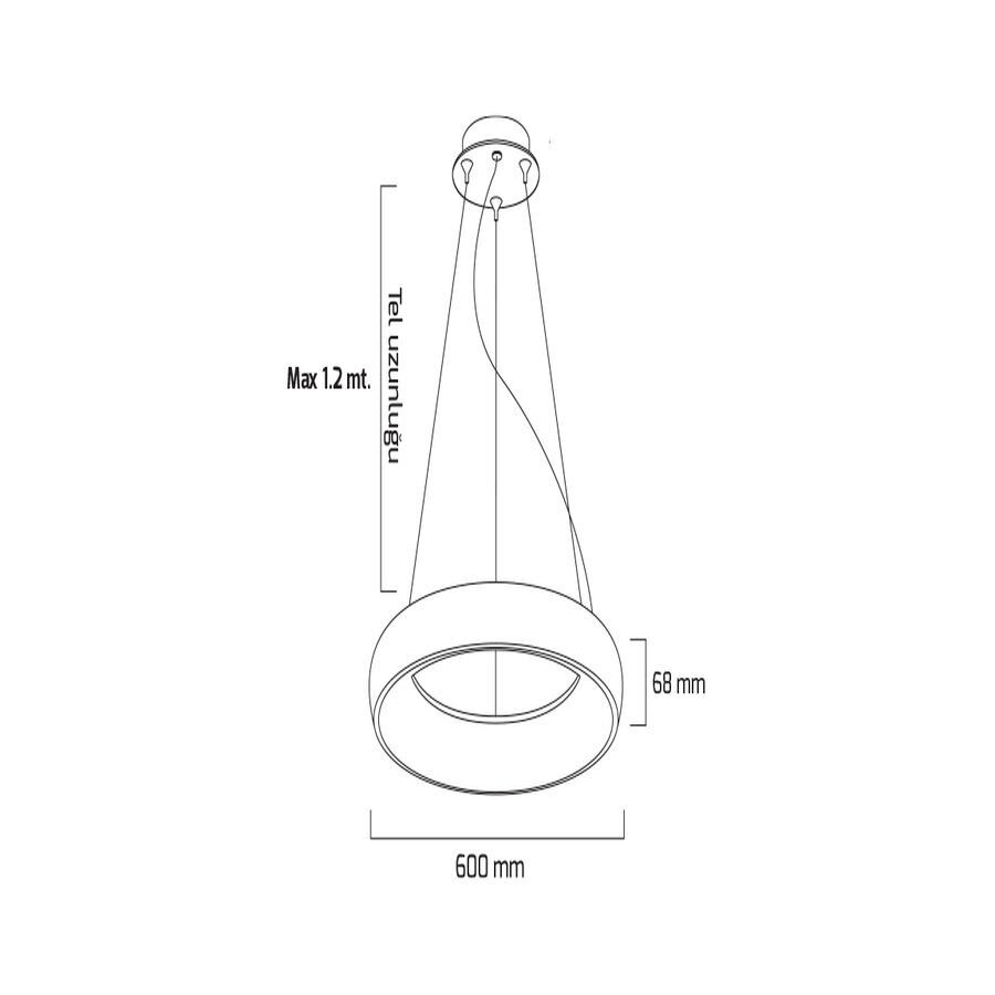 Goya Gy 8121-60 Cm Siyah Kasa 82W 4000K Linear Armatür
