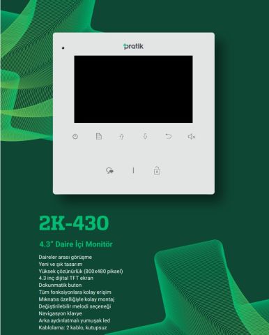 Pratikplus 4.3'' Daire Içi Monitör
