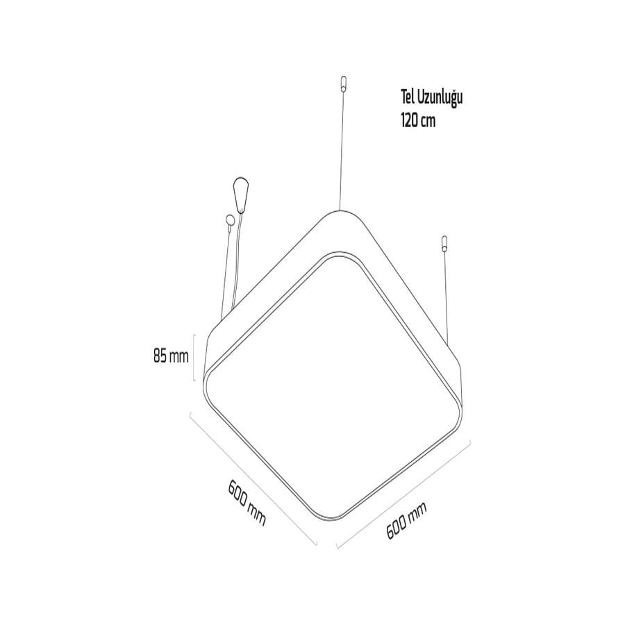 Goya Gy 8115-60 Cm Siyah Kasa 73W 4000K Linear Armatür