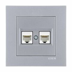 Exen Karell Gümüs Ikili Data Prizi Cat6 Komple Takim