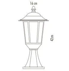 Cata CT-7111 E27 42cm Siyah Parma Set Üstü Bahçe Armatürü