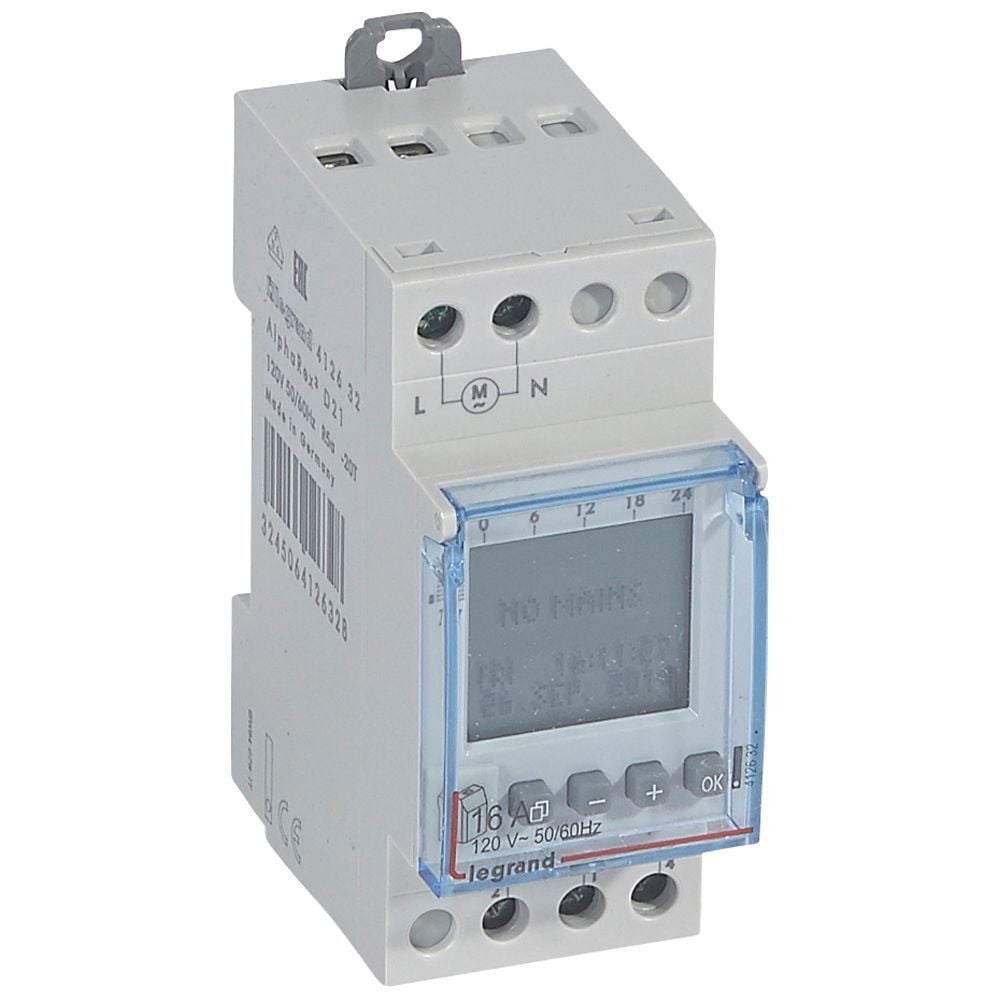 Legrand  Haftalık Dijital zaman saati 1çıkışlı 16A 120V AC  2modül 50/60Hz LEG-412632